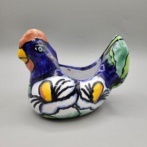 Talavera Chicken Succulent Planter Colorful Hand Painted Made in Mexico